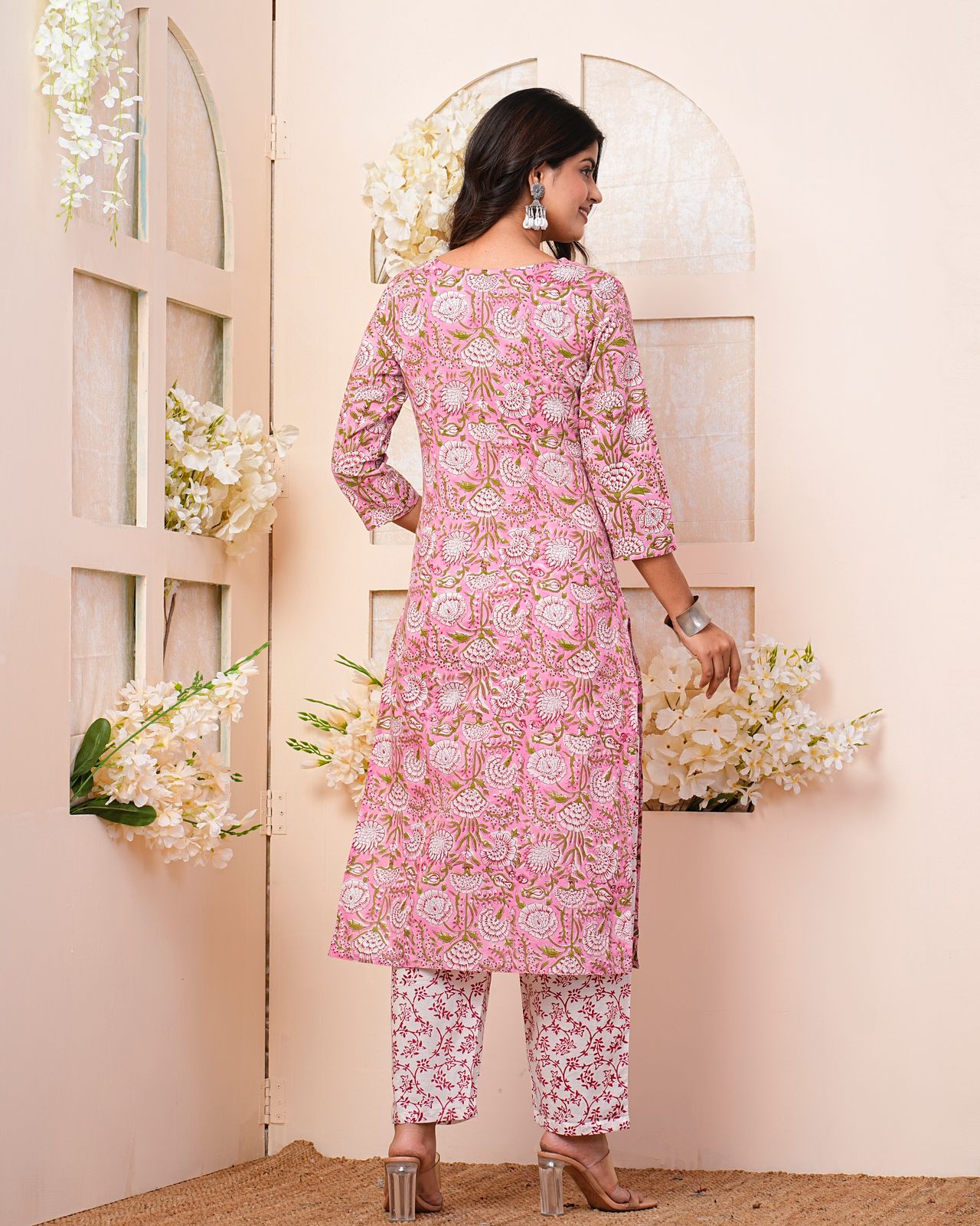 cotton printed kurti pant set