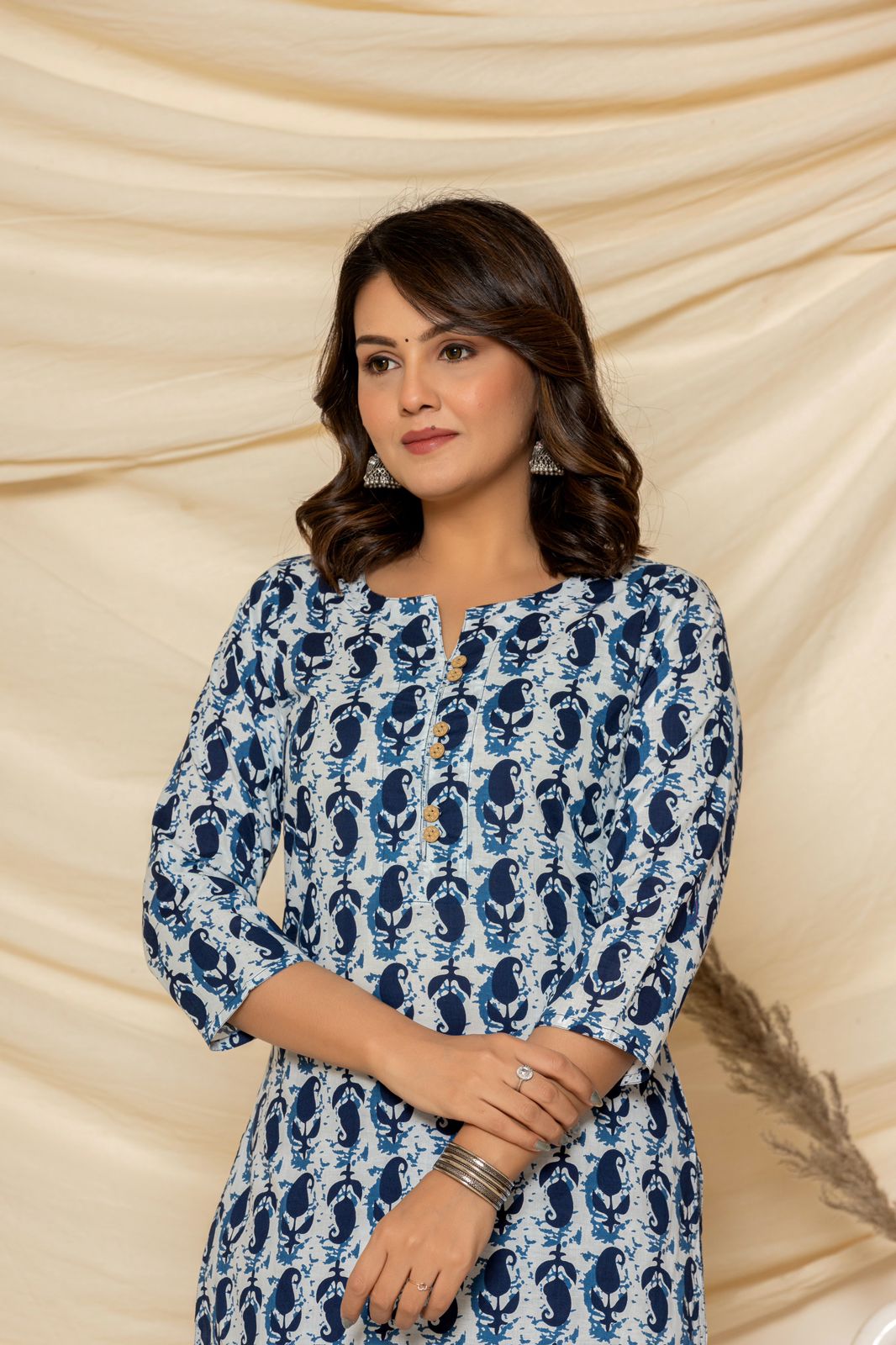 cotton printed kurti pant set