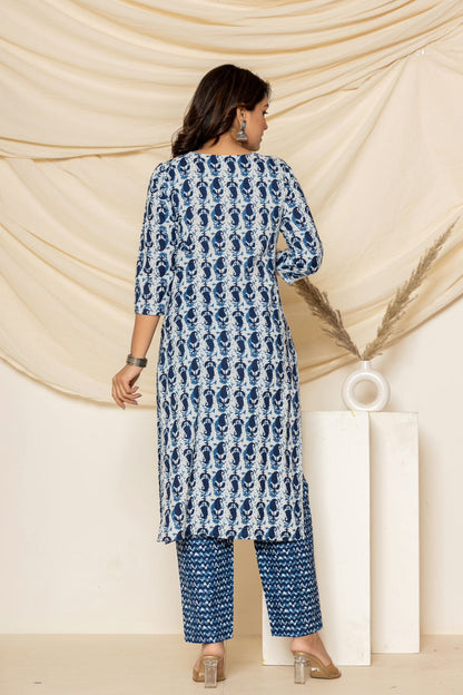 cotton printed kurti pant set