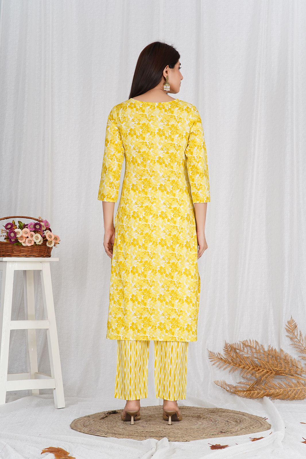 Sunshine Petal Embroidery Kurta Pant Set