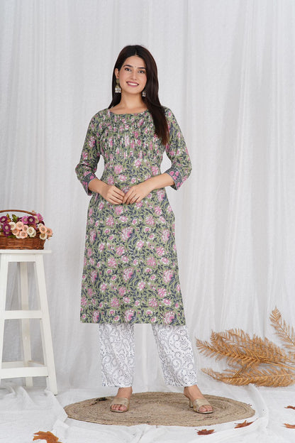 Green Meadow Kurta Pant Set