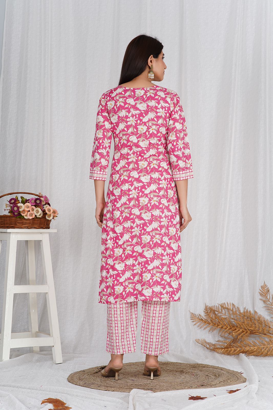 Pink Meadow Embroidery Kurta Pant Set