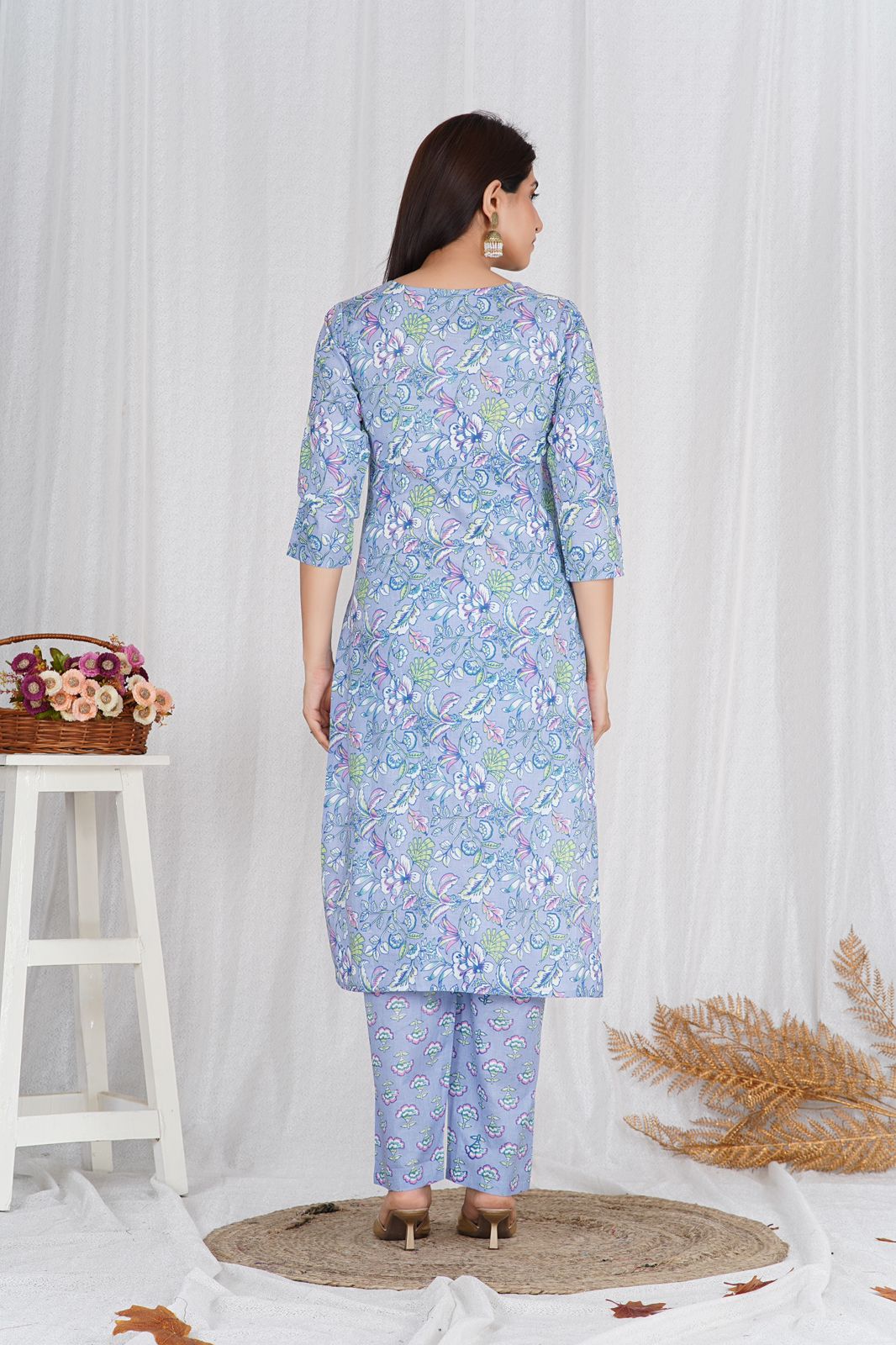 Lavender Garden Embroidery Kurta Pant Set