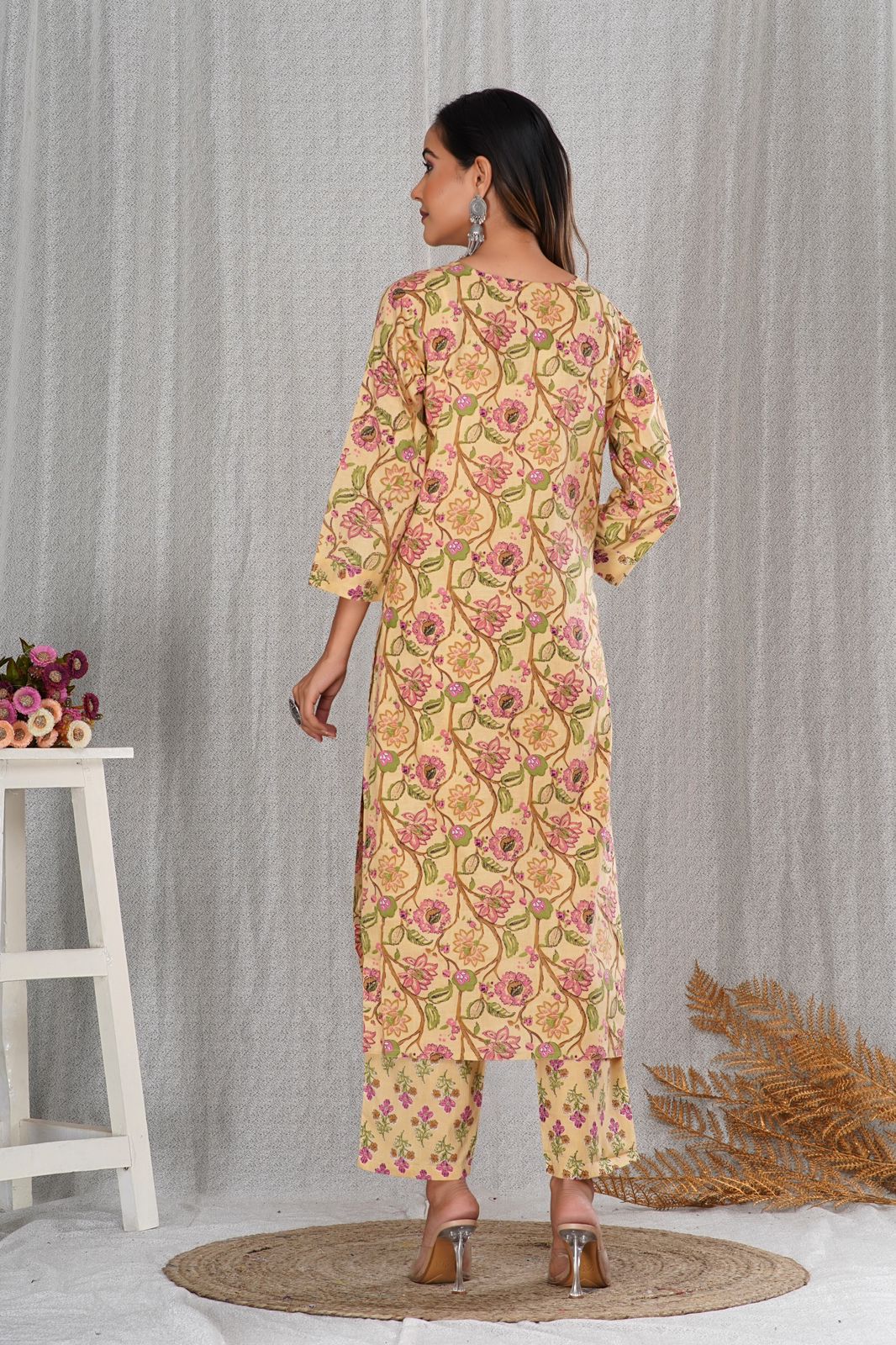 cotton printed kurti pant set