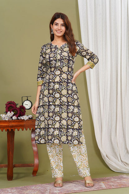 Black Meadows Kurta Pant Set