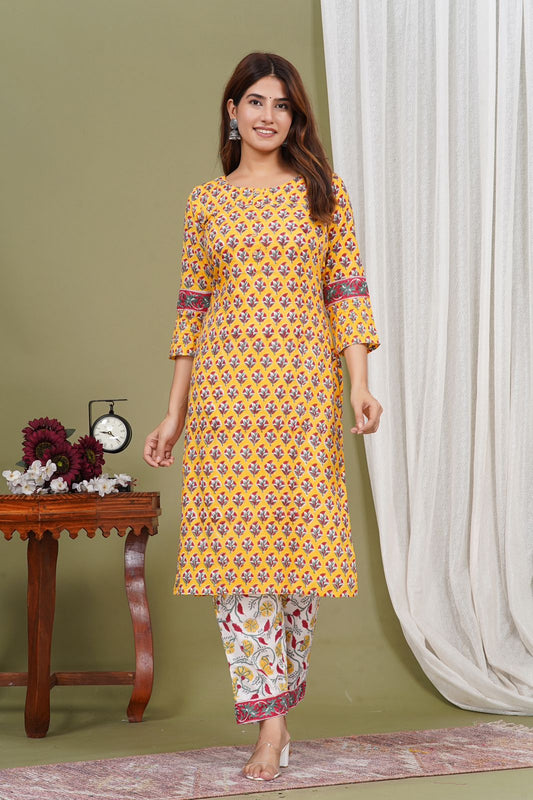 Sunshine Booti Delight Kurta Pant Set