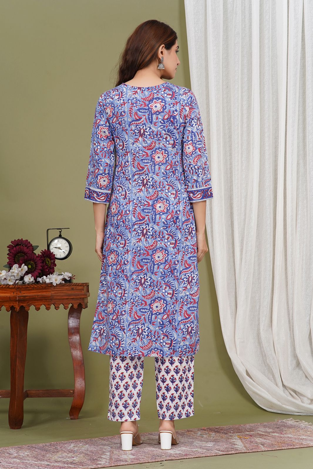 Blue Blossom Charm Kurta Pant Set