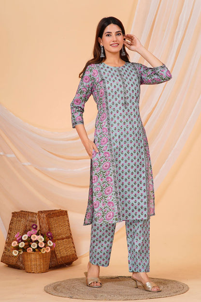 Green Palette Embroidery Kurta Pant Set