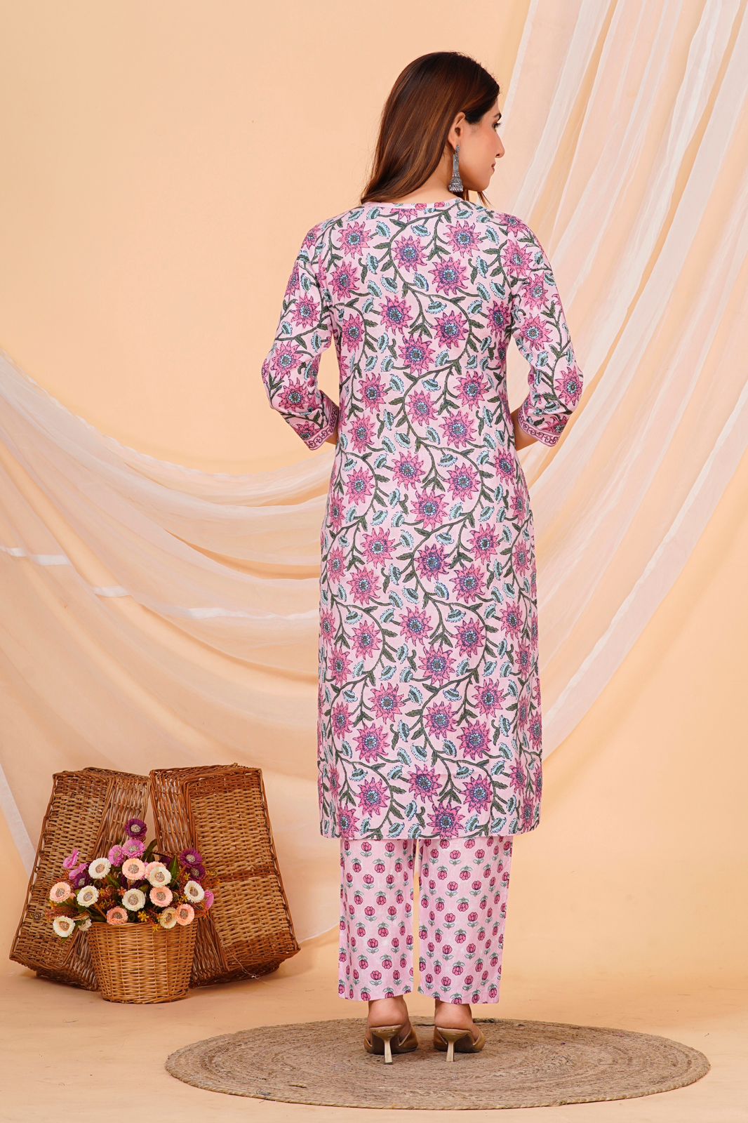 Pink Fusion Embroidery Kurta Pant Set