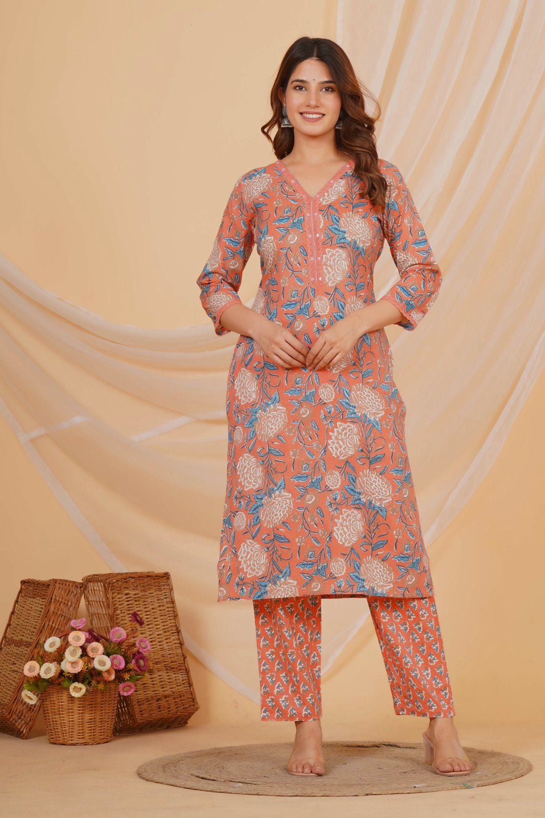 Orange Breeze Kurta Pant Set