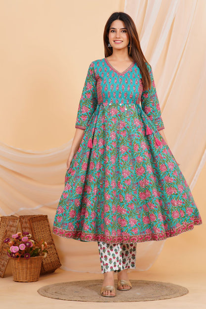 Floral Finesse Anarkali Embroidery Kurta Set