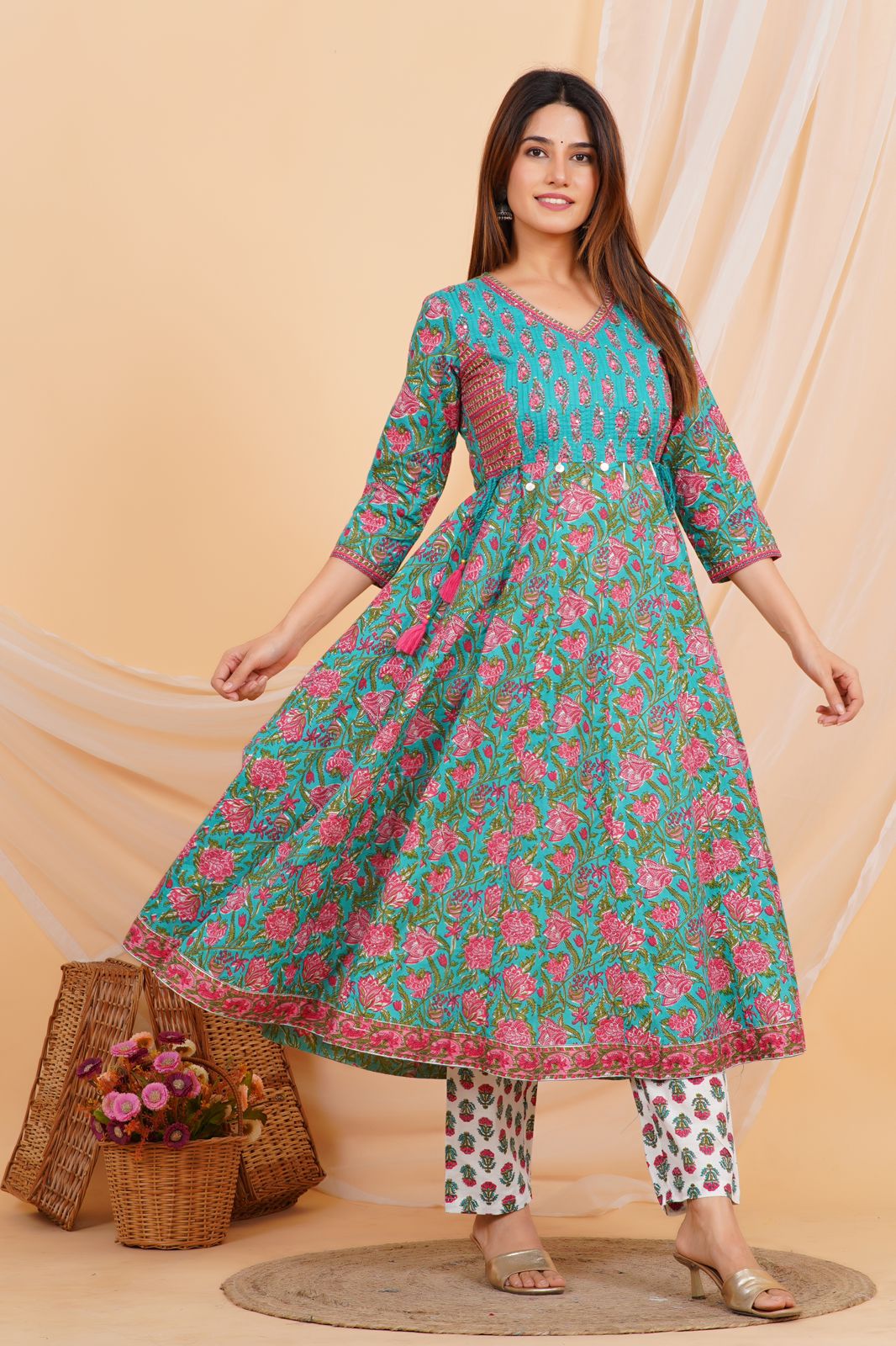 Floral Finesse Anarkali Embroidery Kurta Set