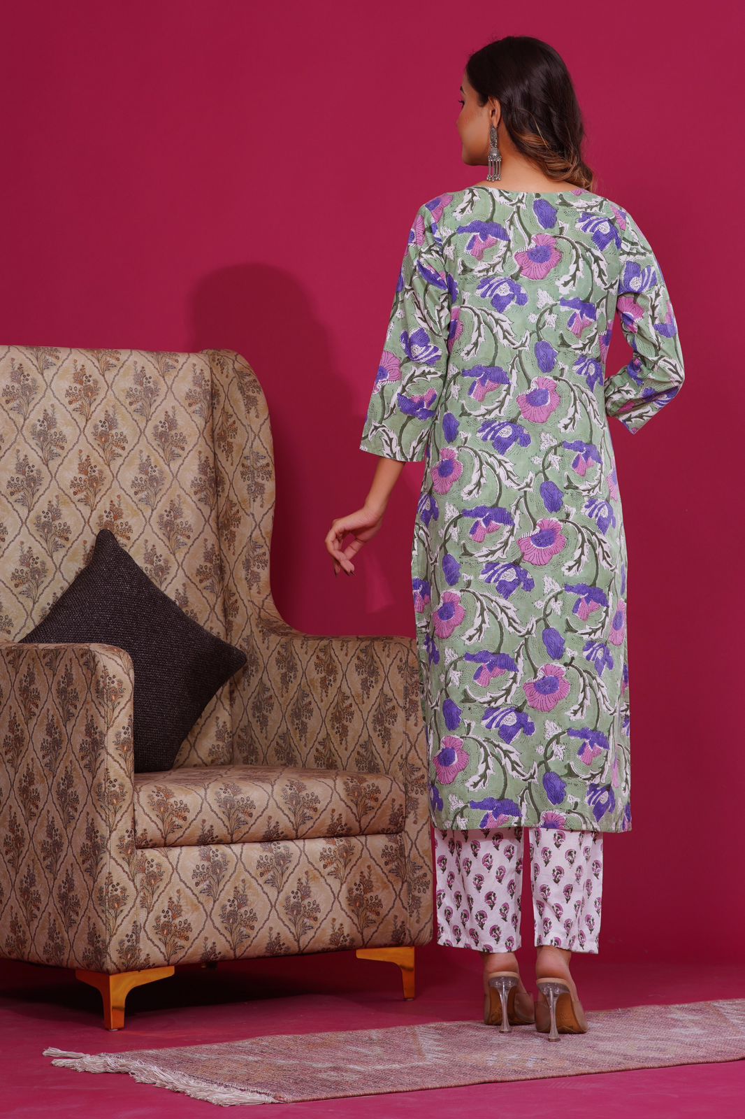 Fuchsia & Lavender Garden Kurta Pant Set