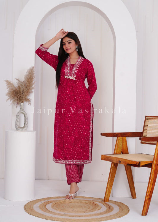 hand block printed kurta set with dupatta