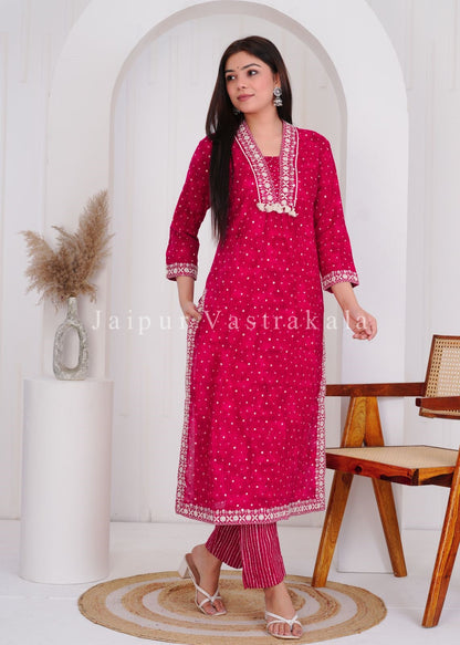 hand block printed kurta set with dupatta