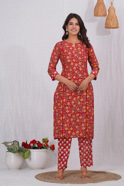 hand block printed kurta set with dupatta