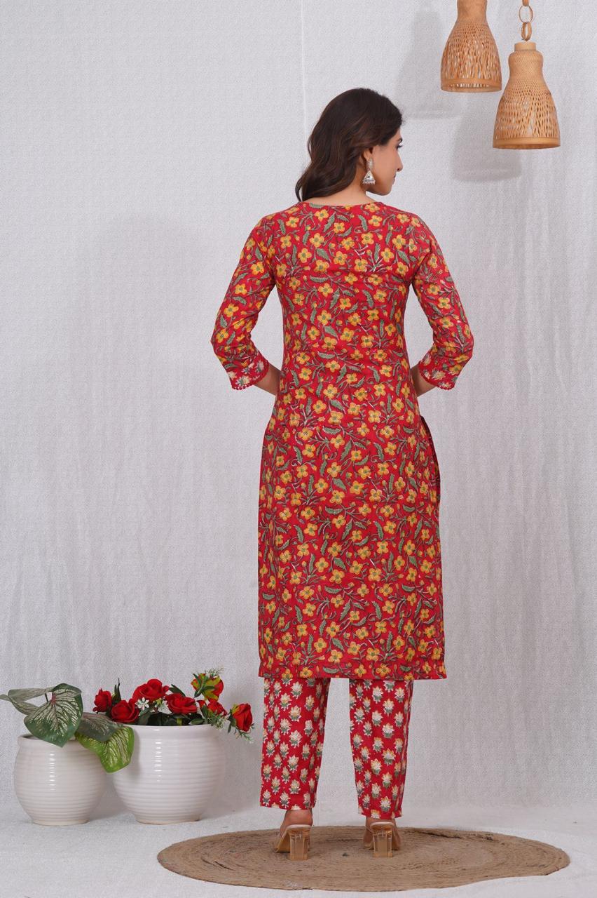 hand block printed kurta set with dupatta