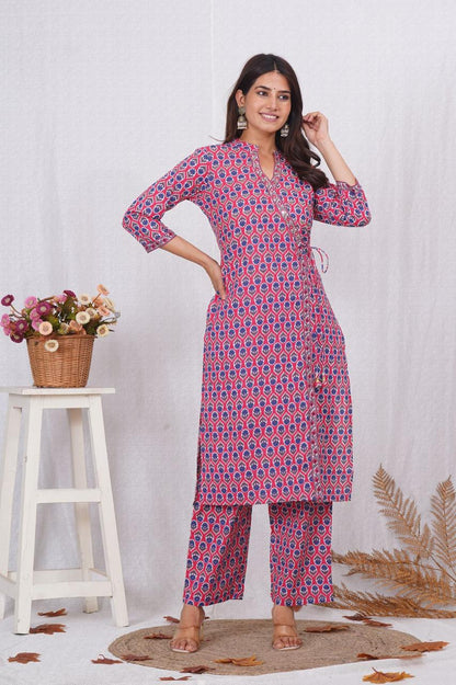 hand block printed kurta set with dupatta