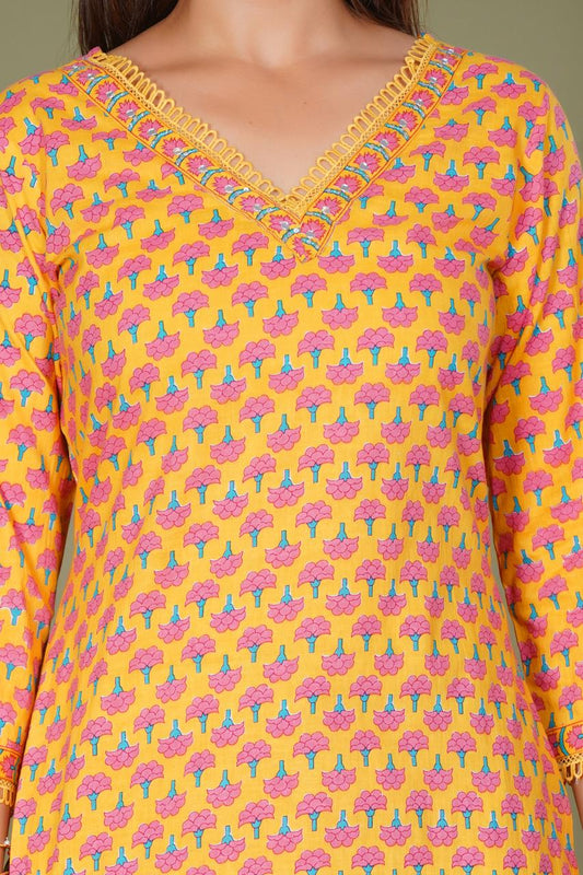 hand block printed kurta set with dupatta
