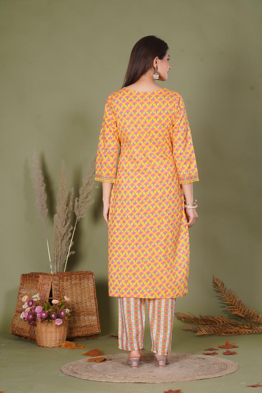 hand block printed kurta set with dupatta