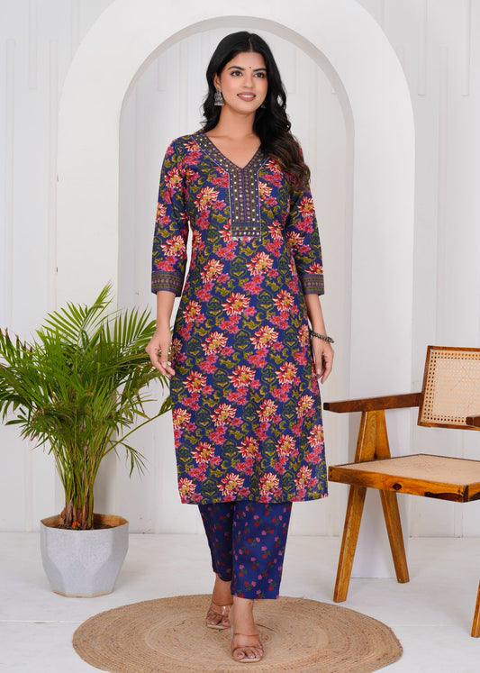 hand block printed kurta set with dupatta