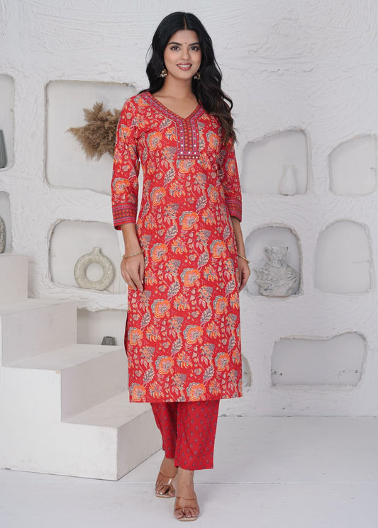 hand block printed kurta set with dupatta