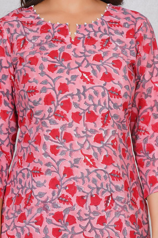 hand block printed kurta set with dupatta