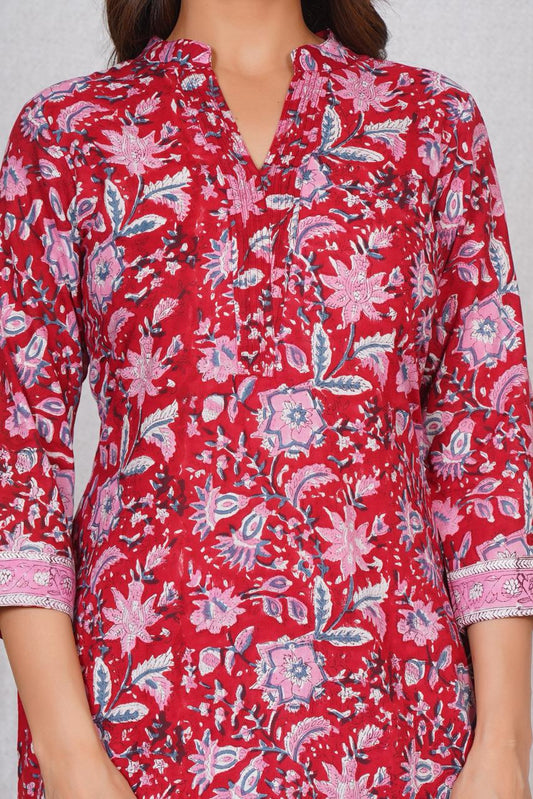 hand block printed kurta set with dupatta