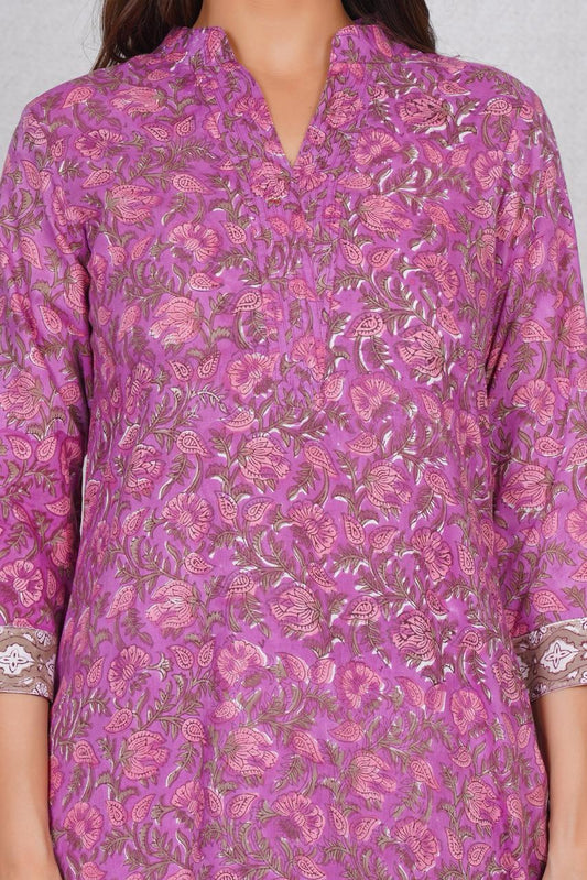 hand block printed kurta set with dupatta