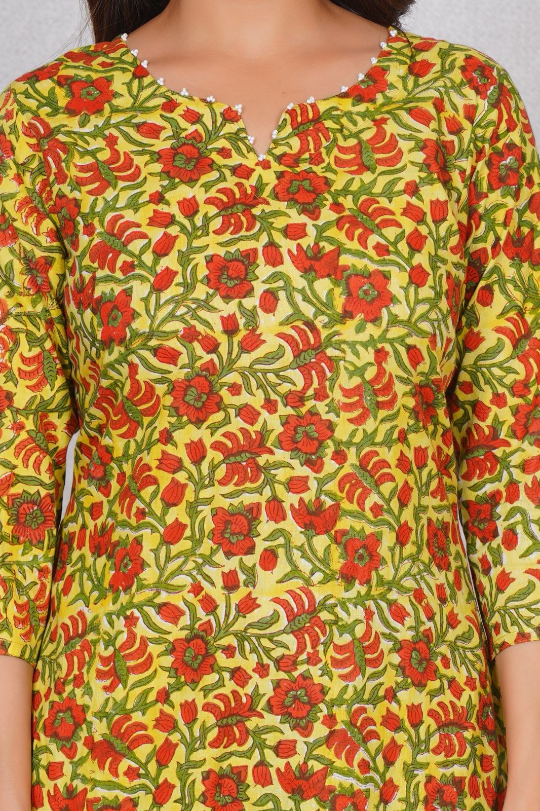 hand block printed kurta set with dupatta