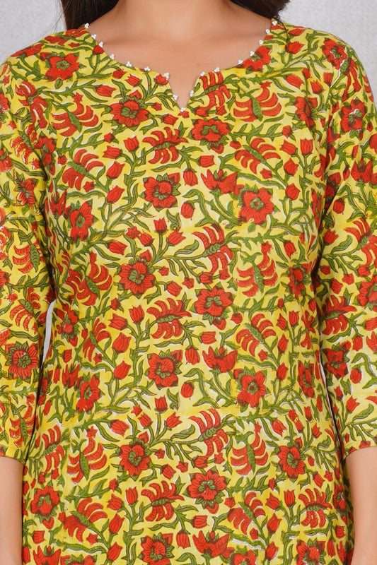 hand block printed kurta set with dupatta