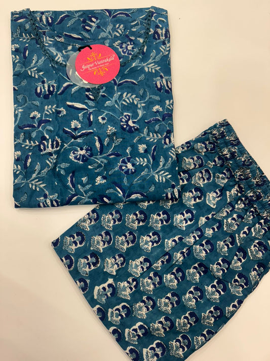 Teal Meadows Kurti Pant