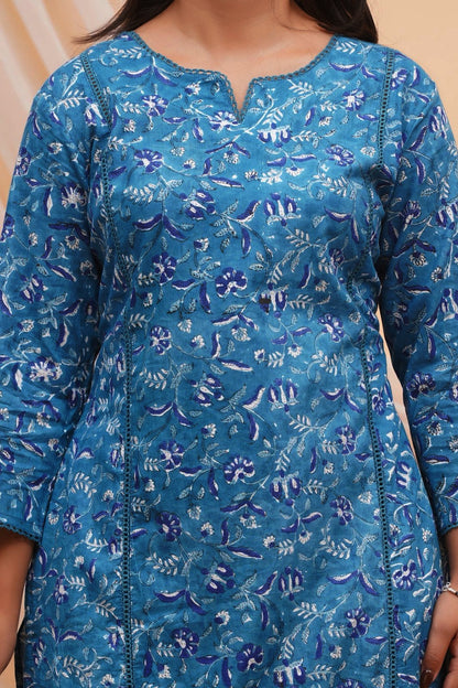 Teal Meadows Kurti Pant