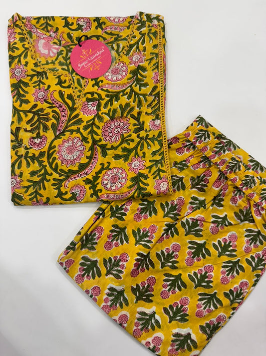 Yellow Garden Kurti Pant