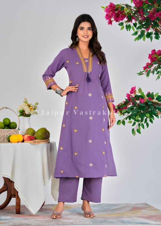 Lilac A-line Kurti Pant Coord