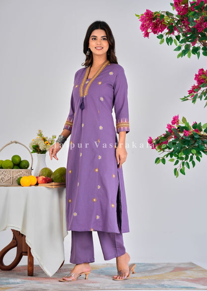 Lilac A-line Kurti Pant Coord