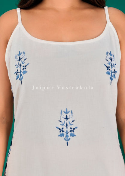 Blue Bud Spaghetti A-line Kurti Pant Coord