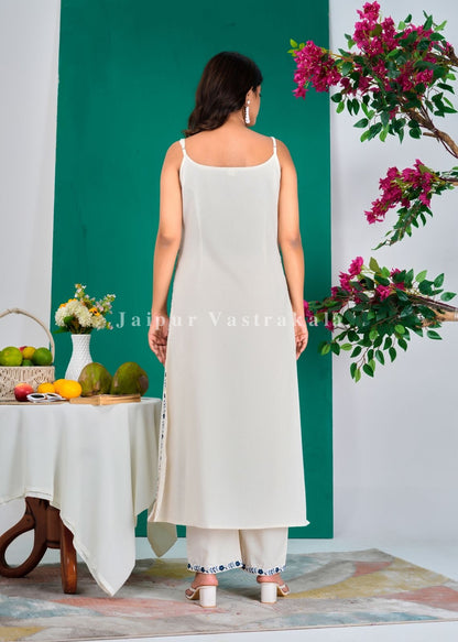 Blue Bud Spaghetti A-line Kurti Pant Coord