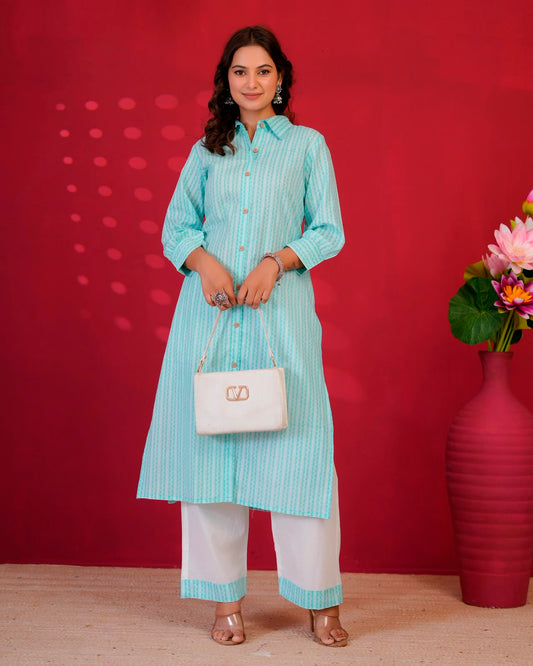 Azure Strokes Everyday Kurta Coord Set
