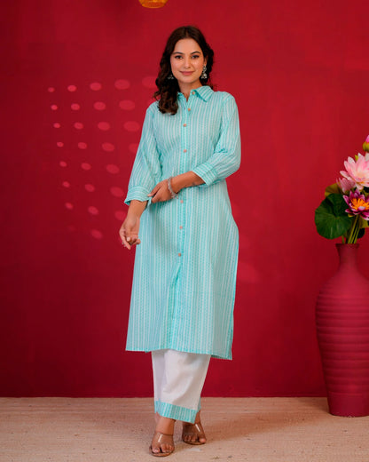 Azure Strokes Everyday Kurta Coord Set