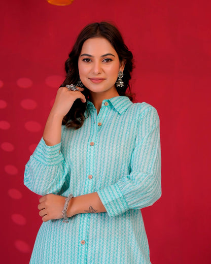 Azure Strokes Everyday Kurta Coord Set