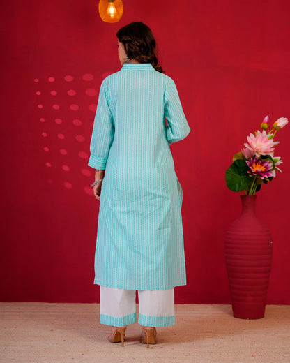 Azure Strokes Everyday Kurta Coord Set