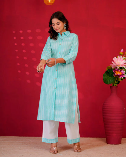 Azure Strokes Everyday Kurta Coord Set