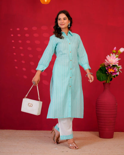 Azure Strokes Everyday Kurta Coord Set