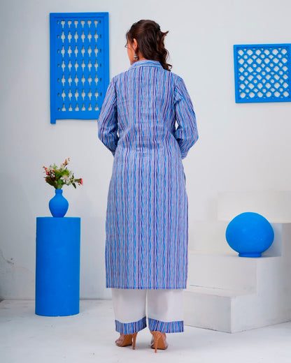 Blue Stripes Everyday Kurta Coord Set
