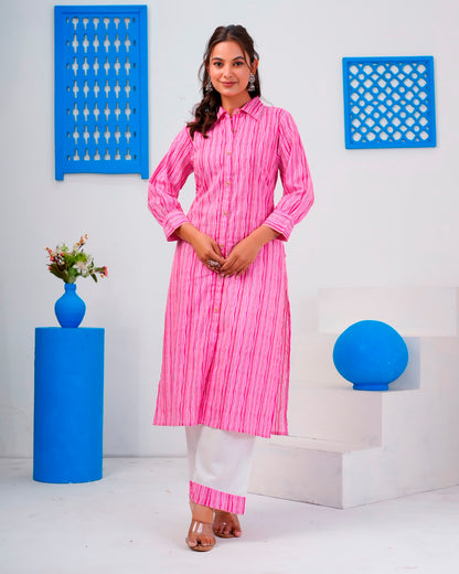 Pink Stripes Everyday Kurta Coord Set