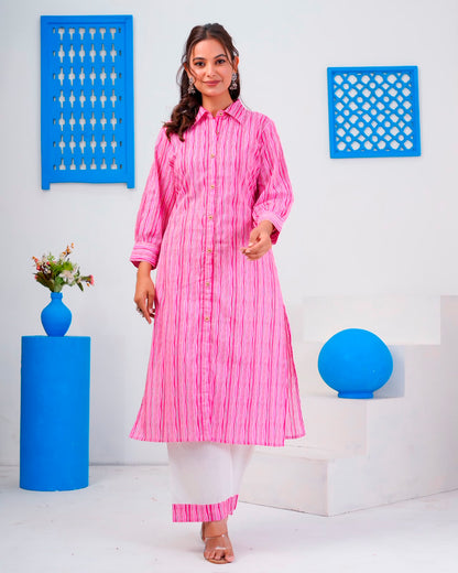 Pink Stripes Everyday Kurta Coord Set