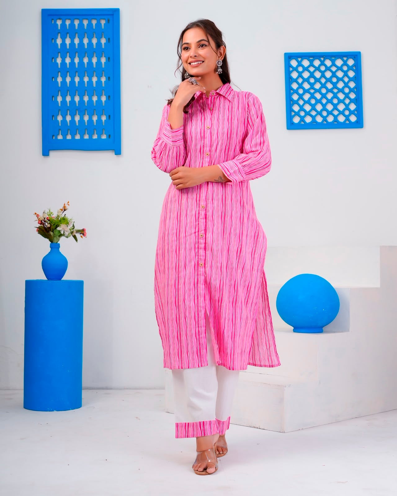 Pink Stripes Everyday Kurta Coord Set