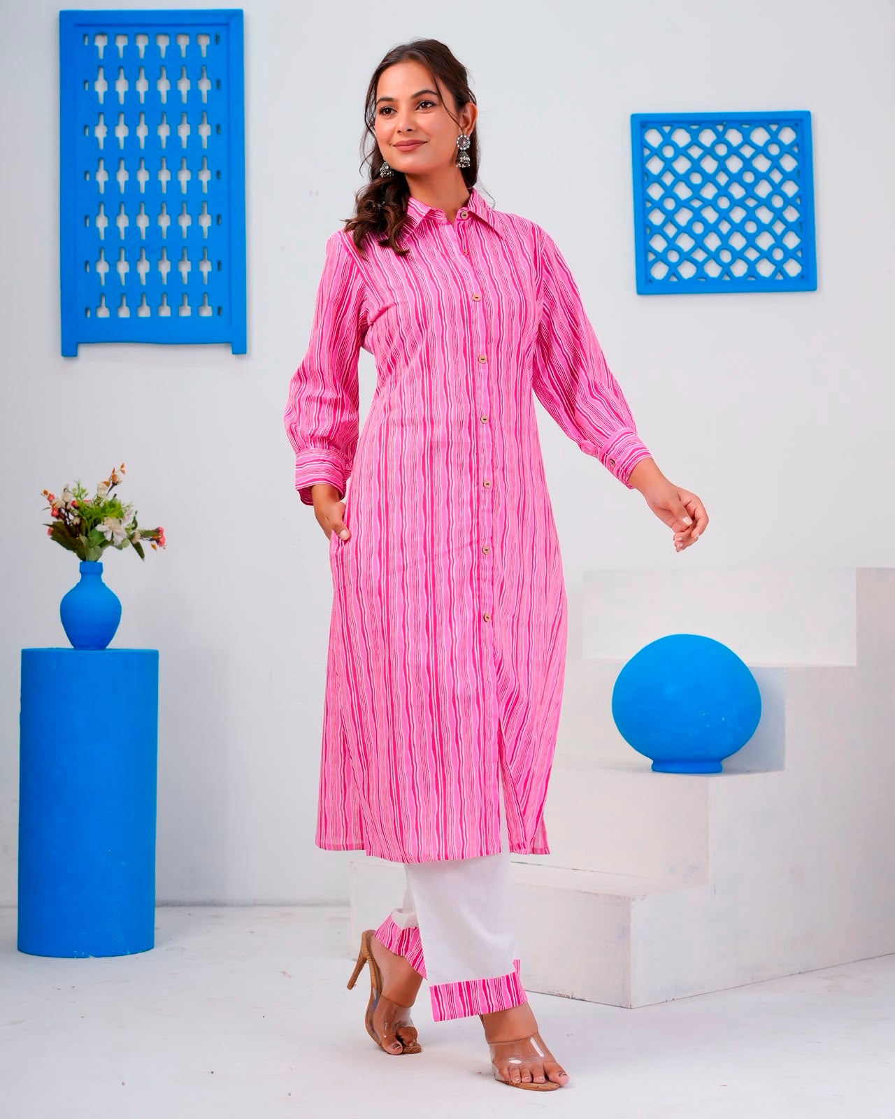 Pink Stripes Everyday Kurta Coord Set