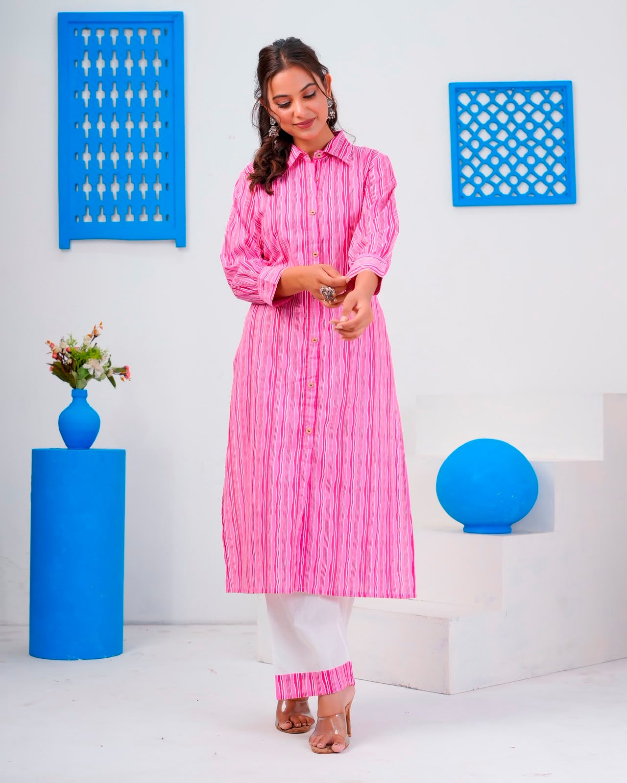 Pink Stripes Everyday Kurta Coord Set